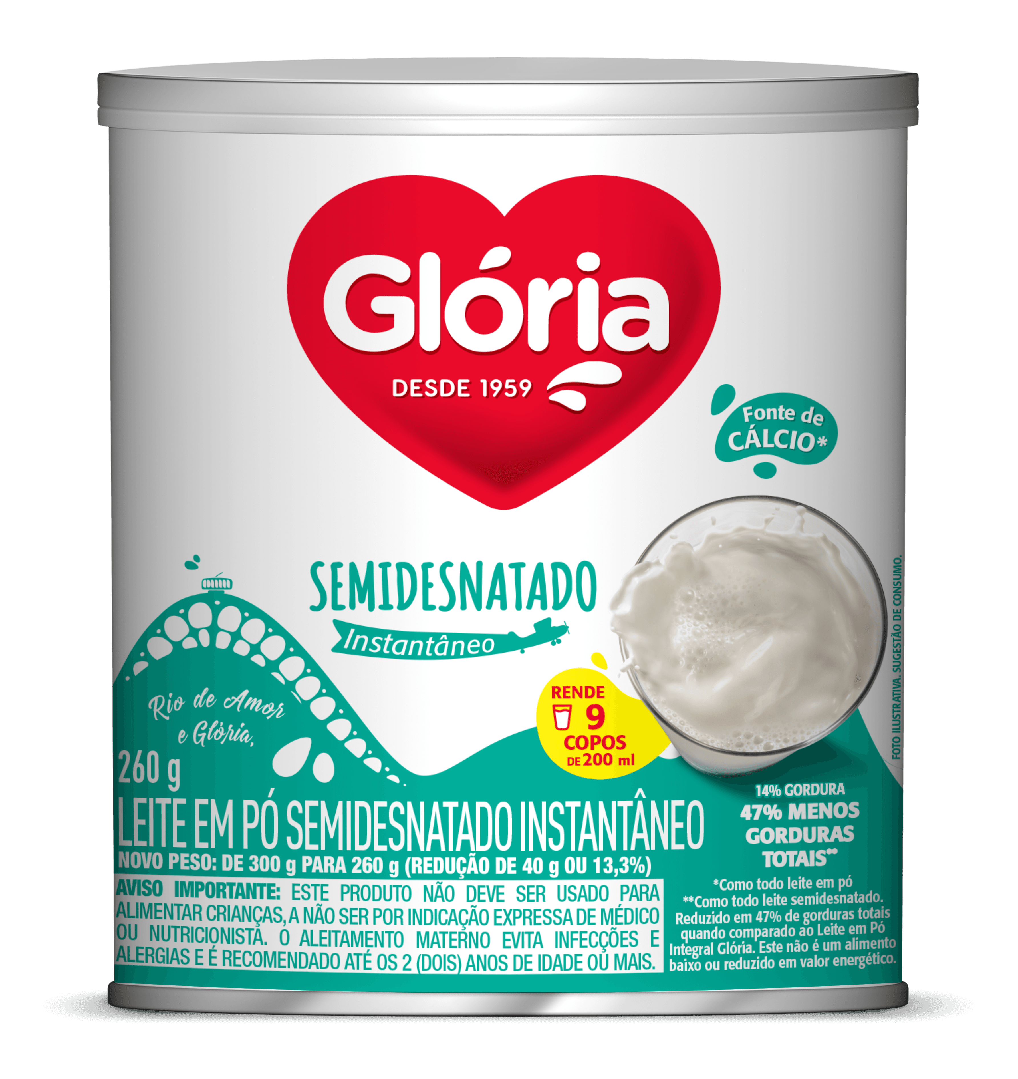 Leite em Pó Lata Semi Desnatado Glória 260g